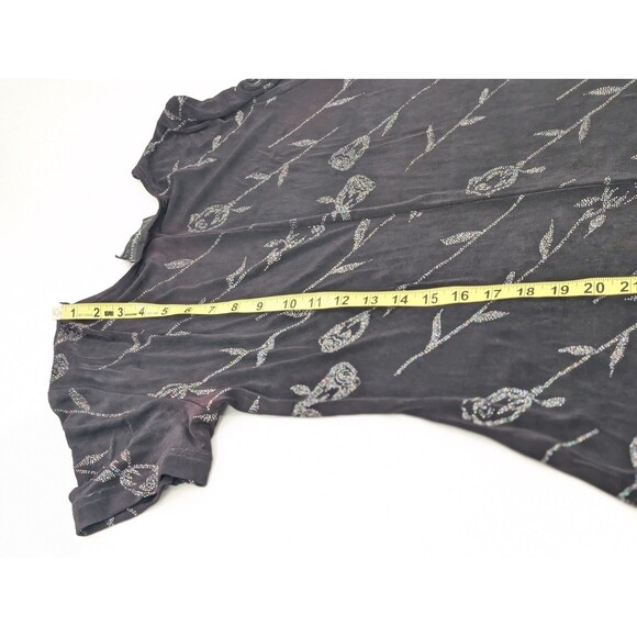 Molly Malloy Evening Vintage 90s Black Rhinestone Roses Midi Dress Size Large - Picture 11 of 12